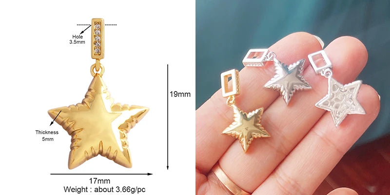 Classics Love Heart Star Zircon Focal Charm Pendant 18K Gold Plated Shell Pearl Jewelry