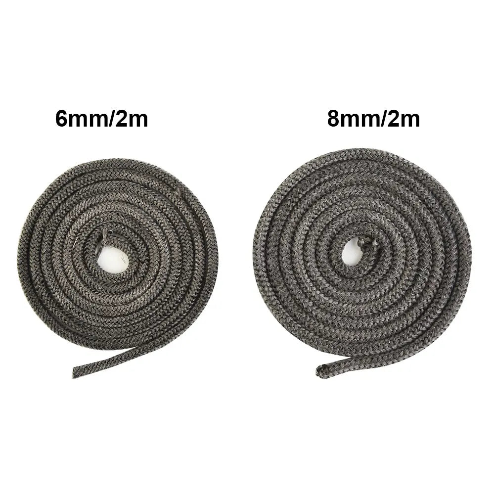 2m 6/8mm Fiberglass Rope Seal Stove/Fire Rope Wood Burning Stove Log Burner Door Seal High Temperature Fireproof Sealing Rope