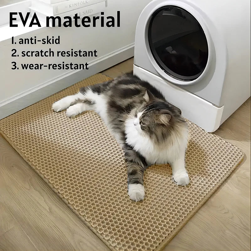 Pet Cat Litter Mat Waterproof Double Layer Cat Litter Trapping Pad for Clean Floors