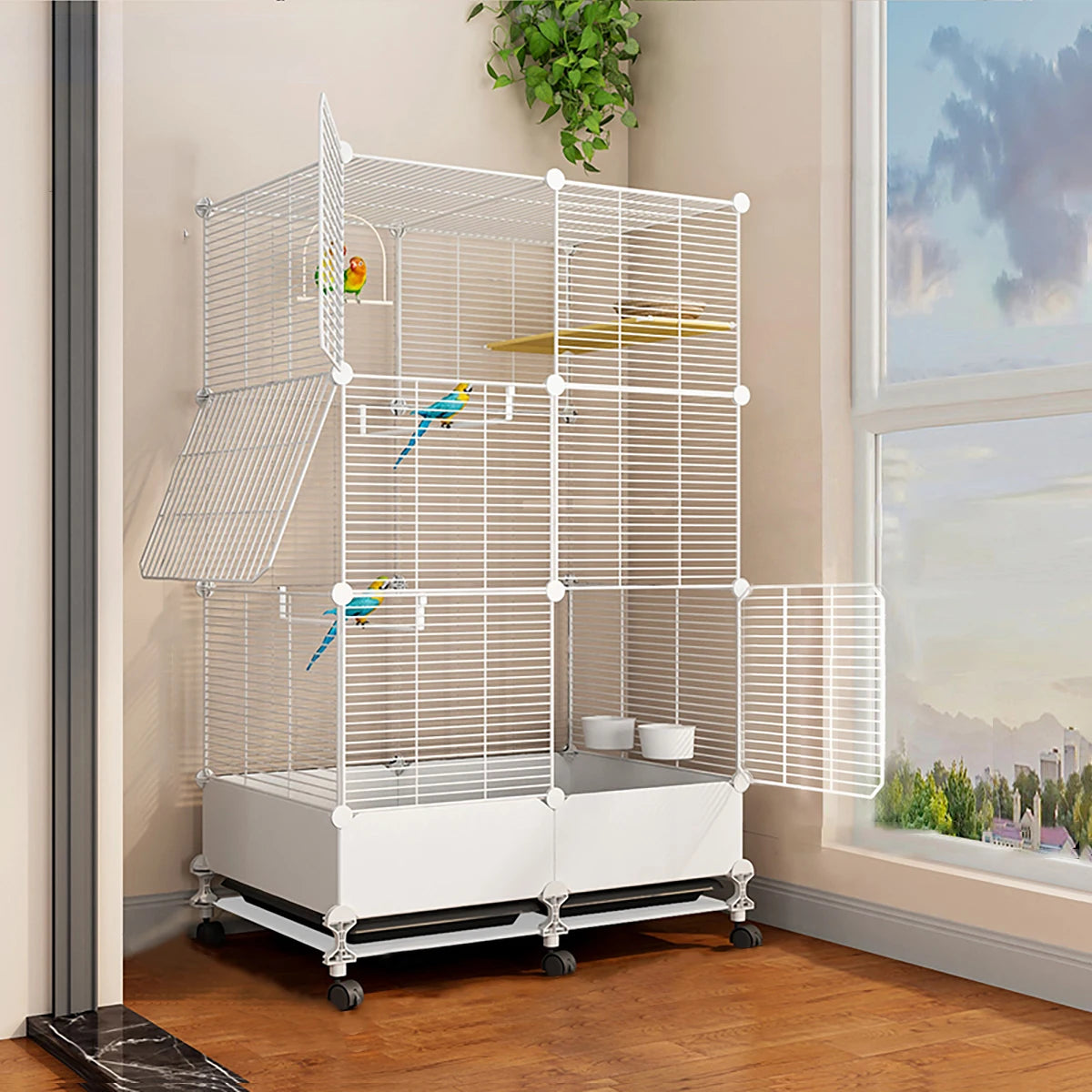 Household Bird Cage with Tray Large Tiger Skin Black Phoenix Peony Starling Special Parrot Cage New Luxury House