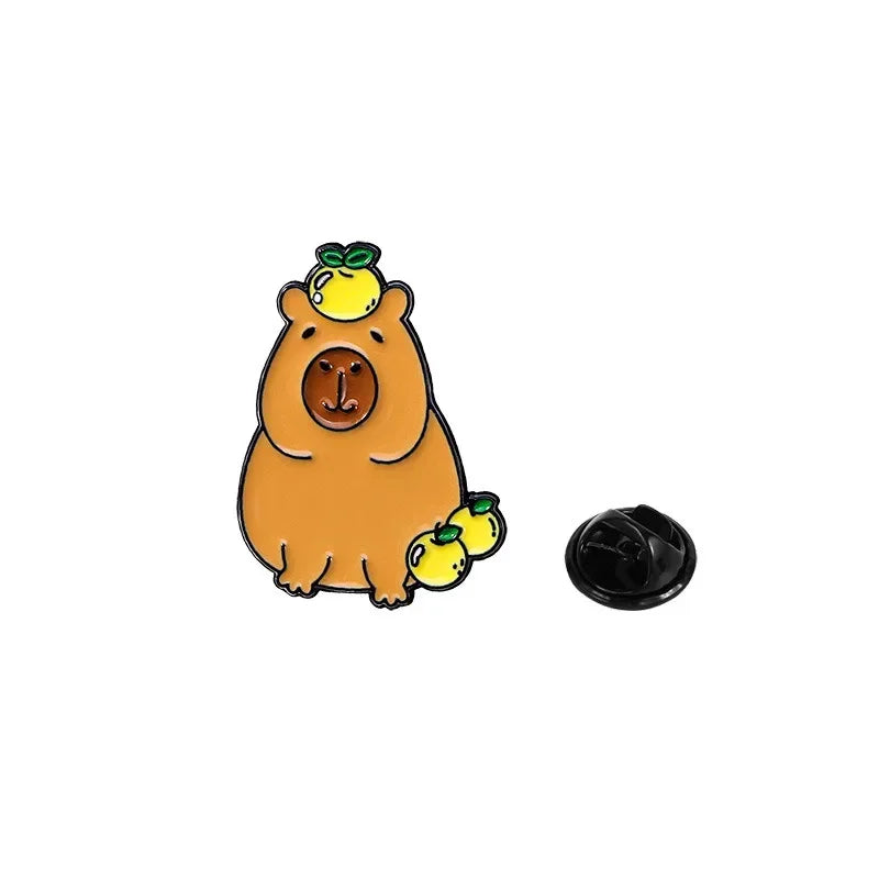 Elviragirl 1Pcs Cute Cartoon Capybara Enamel Brooch Pin