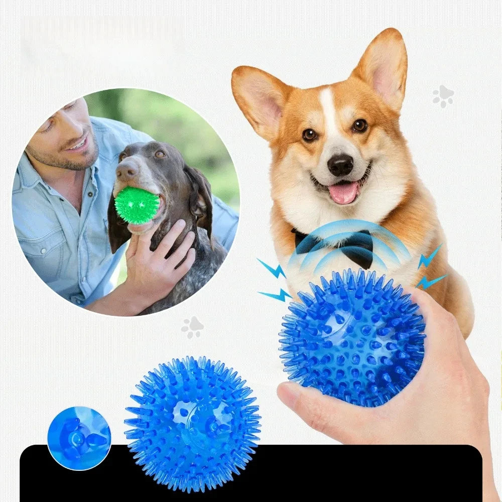 Pet Dog Toys Cat Puppy Sounding Toy Polka Squeaky Tooth Cleaning Ball TPR Training Teeth Chewing Toy Thorn Balls Pet Accessories