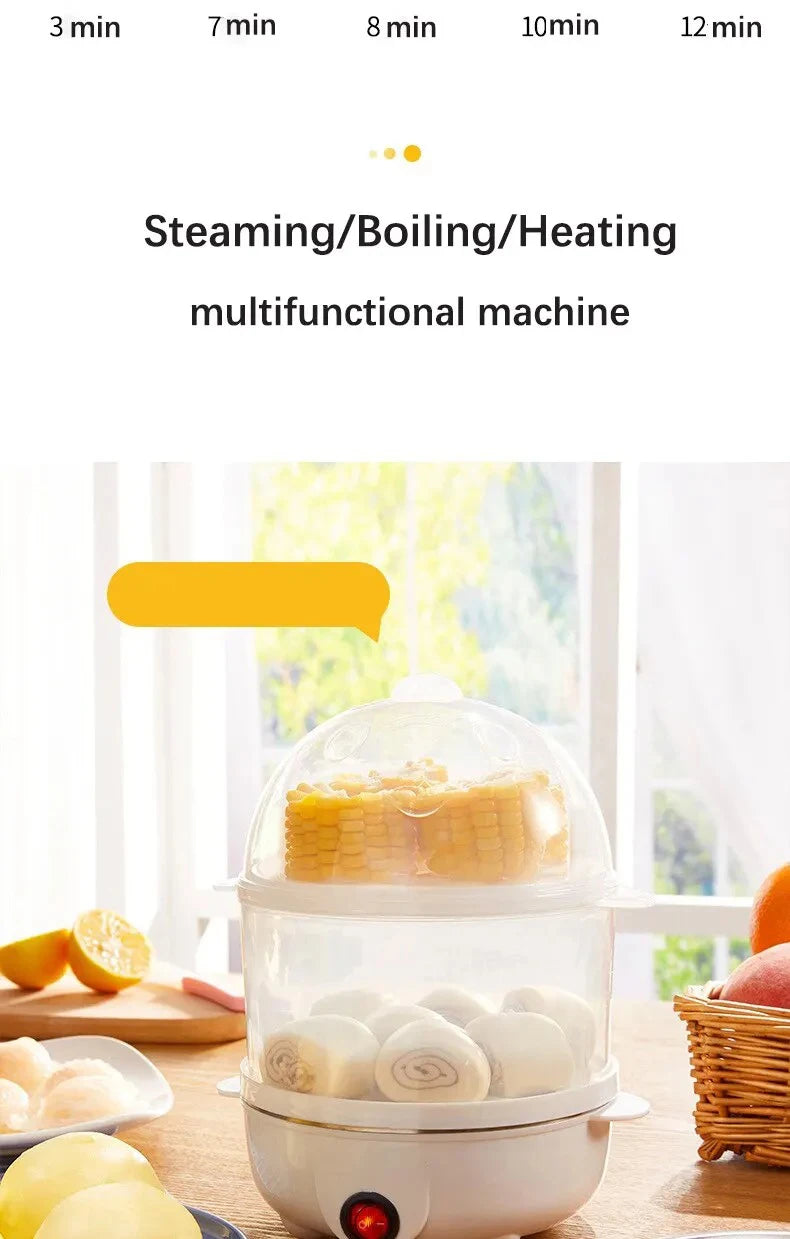 Multifunctional Egg Boiler Electric Egg Steamer Cooking Breakfast Machine Double Layers Egg Cooker Mini Steamer Poacher Kitchen