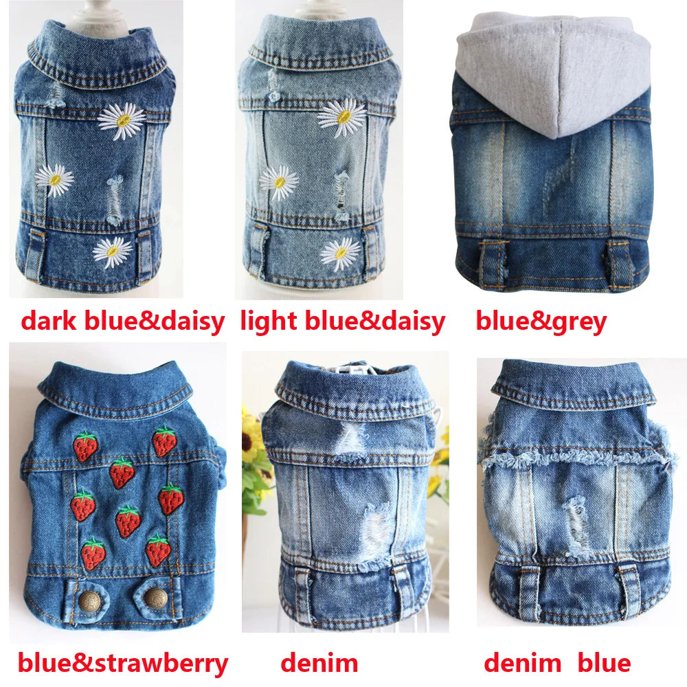 XS-2XL Denim Dog Clothes Cowboy Pet Dog Coat Puppy Clothing For Small Dogs Jeans Jacket Dog Vest Coat Puppy Outfits Cat Clothes