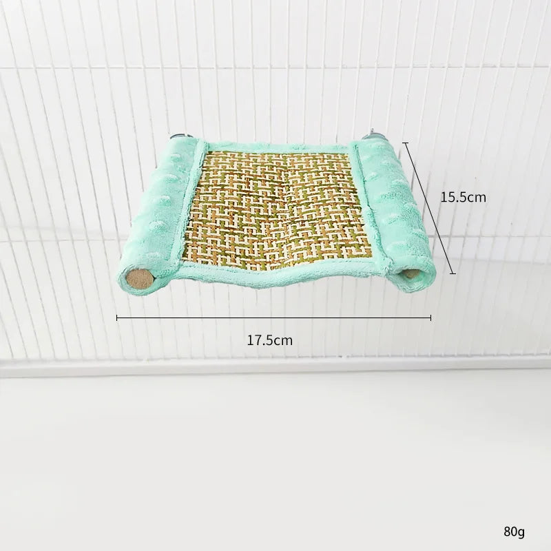 Warm Plush Bird Hammock Parrot Hanging Bed Rattan Bird Sleeping Bed Double Layer Parrot Hamster Hammock Small Pet Supplies