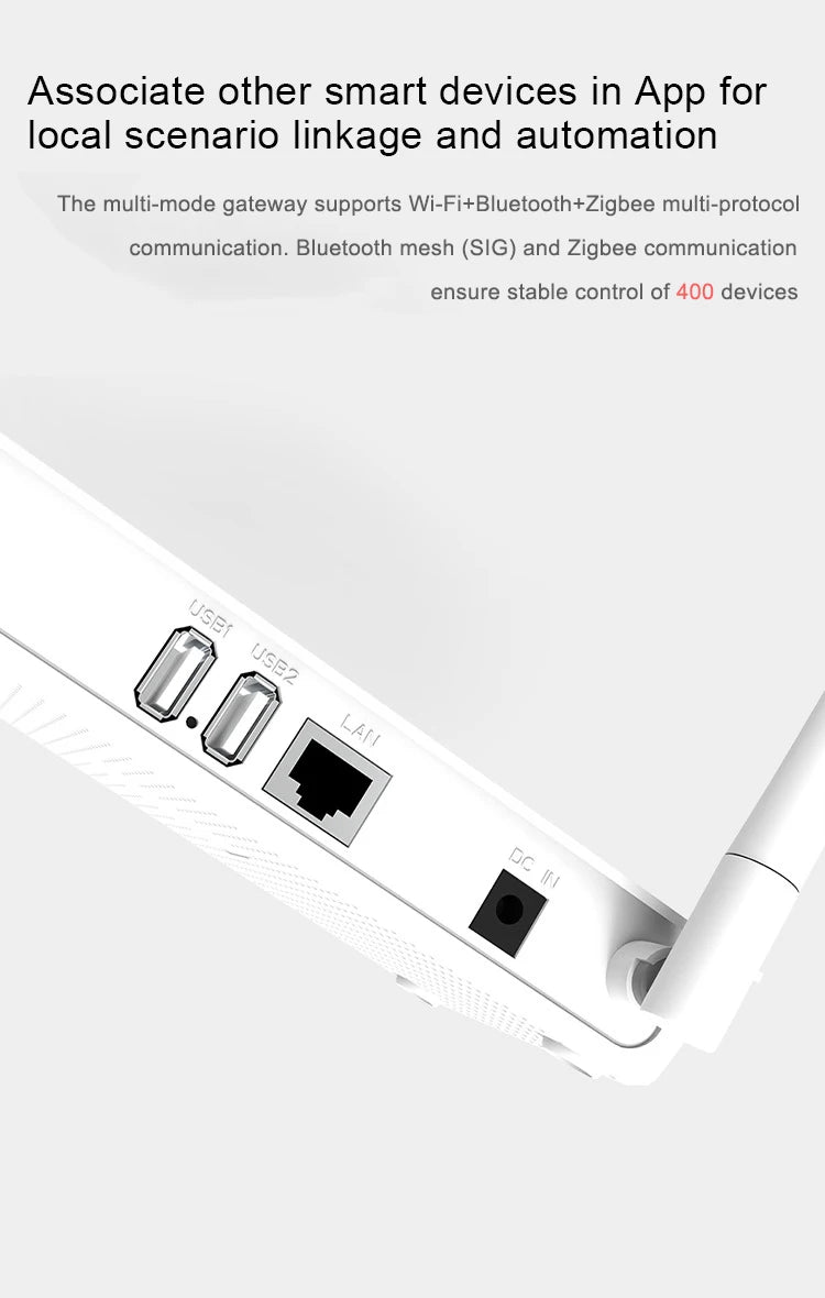 Hub Zigbee 3.0 Tuya Zigbee Gateway Puerta de enlace Bluetooth con toma de cable de red Conexión por cable Control de vida inteligente