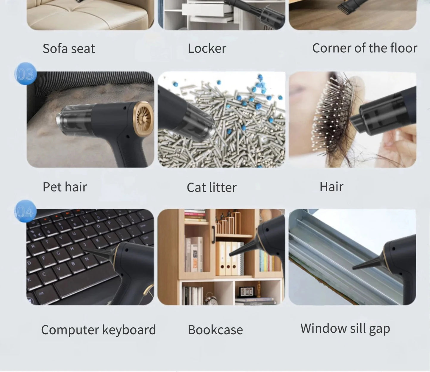 CENRR 98000PA Car Vacuum Cleaner Portable Wireless Strong Suction