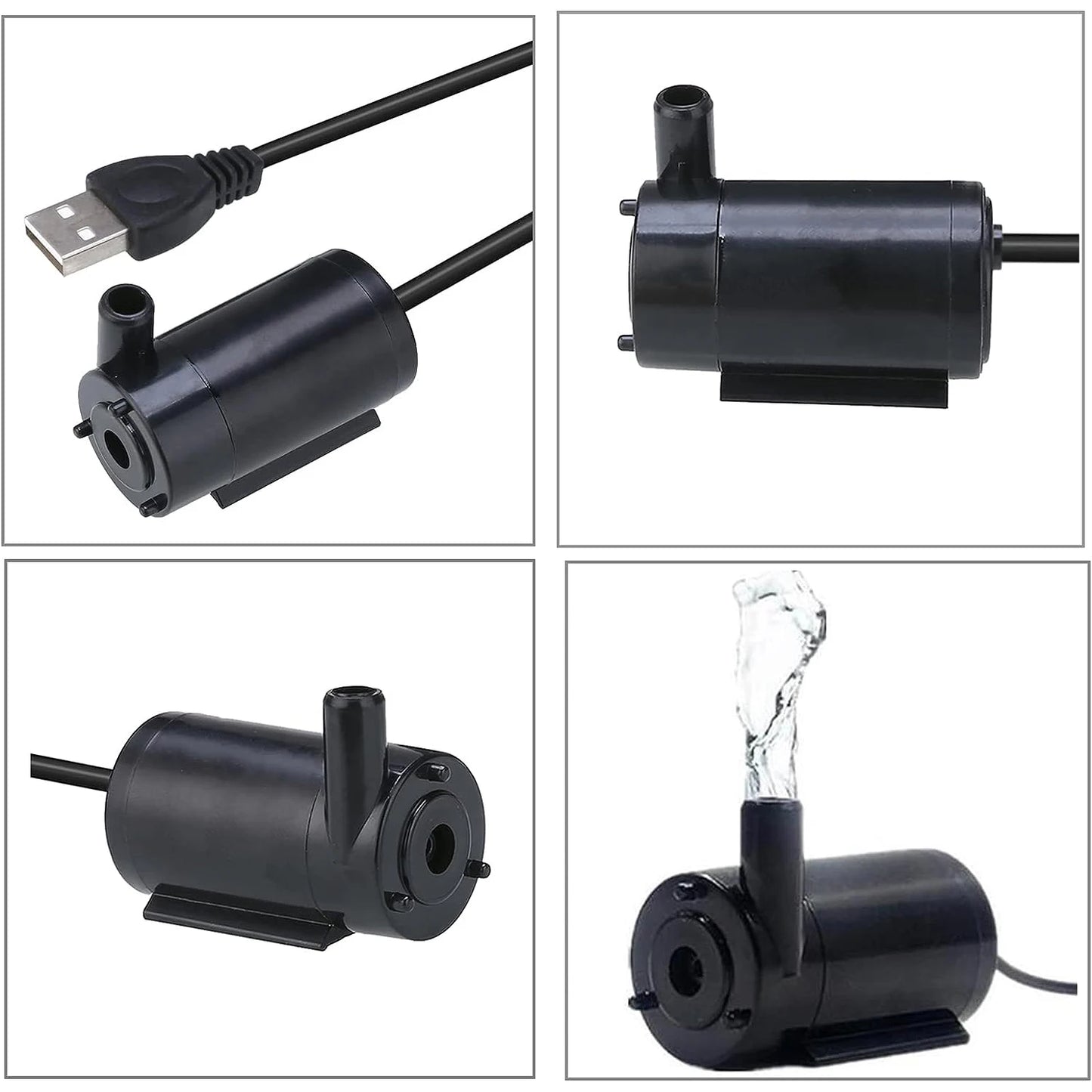 Mini bomba de agua sumergible USB de 3 a 5 V CC, sin escobillas y de bajo ruido para acuarios, peceras, estanques, fuentes, sistemas hidropónicos y jardines