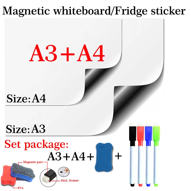 A3 A4 Magnetic Reusable Dry Erase Whiteboard Calendar Weekly Planner Fridge Sticker Message Board