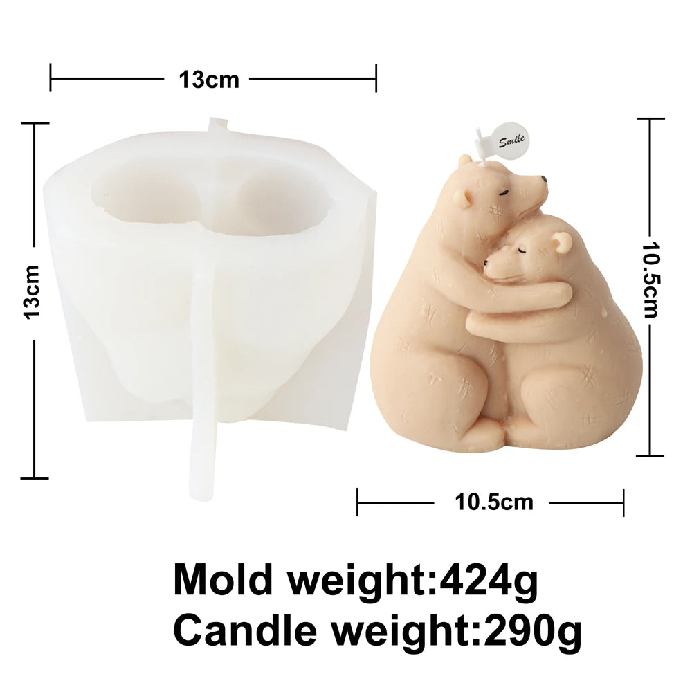3D Cute Cartoon Bear Silicone Candle Mold for DIY Mini Bear Decor