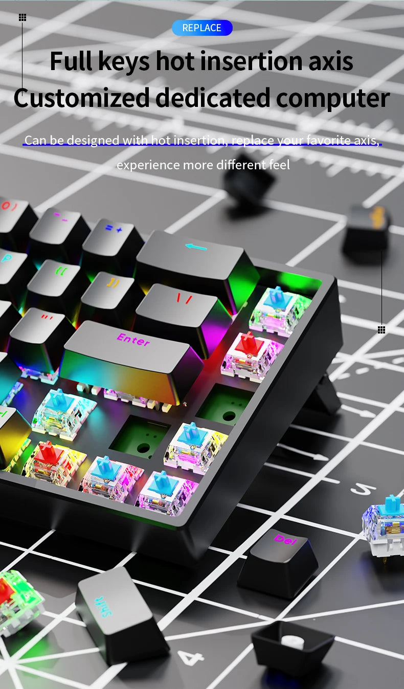 SOREX AK68 Mechanical Keyboard 68 Keys Wired Hot Swap Custom Gasket Gaming Keyboard for PC and Laptop