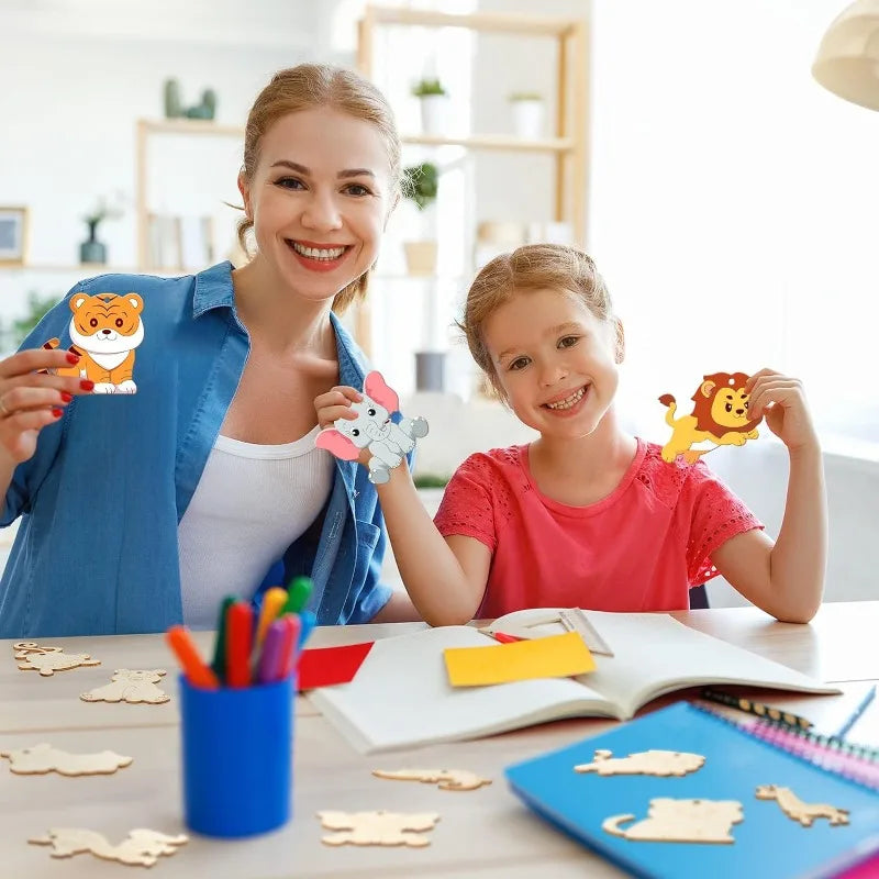 9pcs Mix Unfinished Wood Animal Jungle Cutouts for Crafts