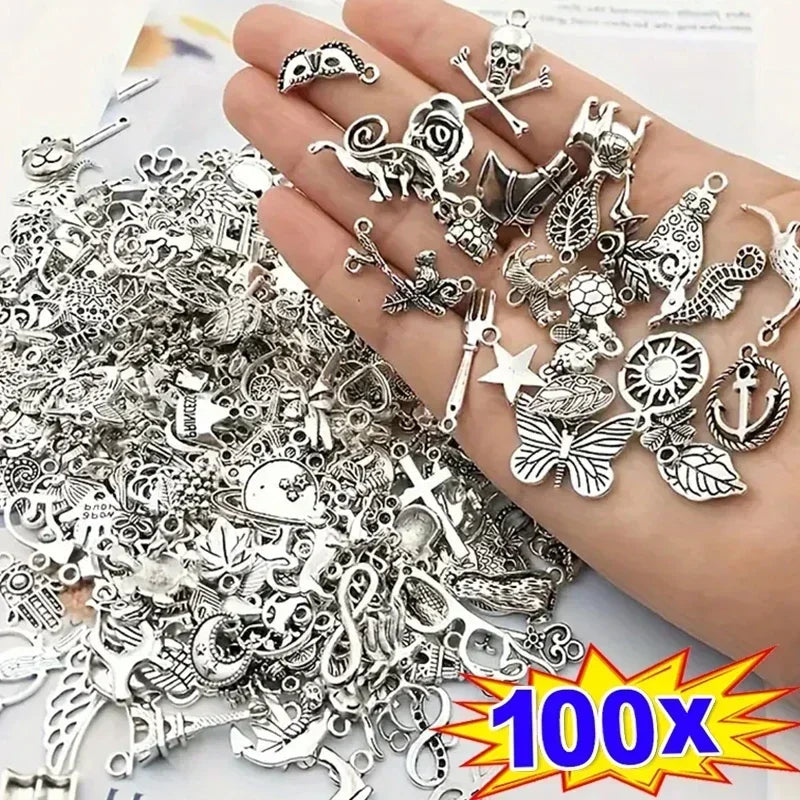 30/100pcs DIY Mixed Cartoon Animal Tree Enamel Charms Beads for Jewelry Making