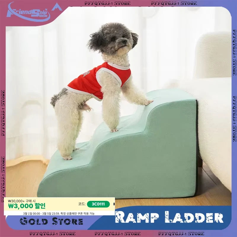 3 Layer Dog Cat Ramp Ladder with Memory Foam Washable Cover