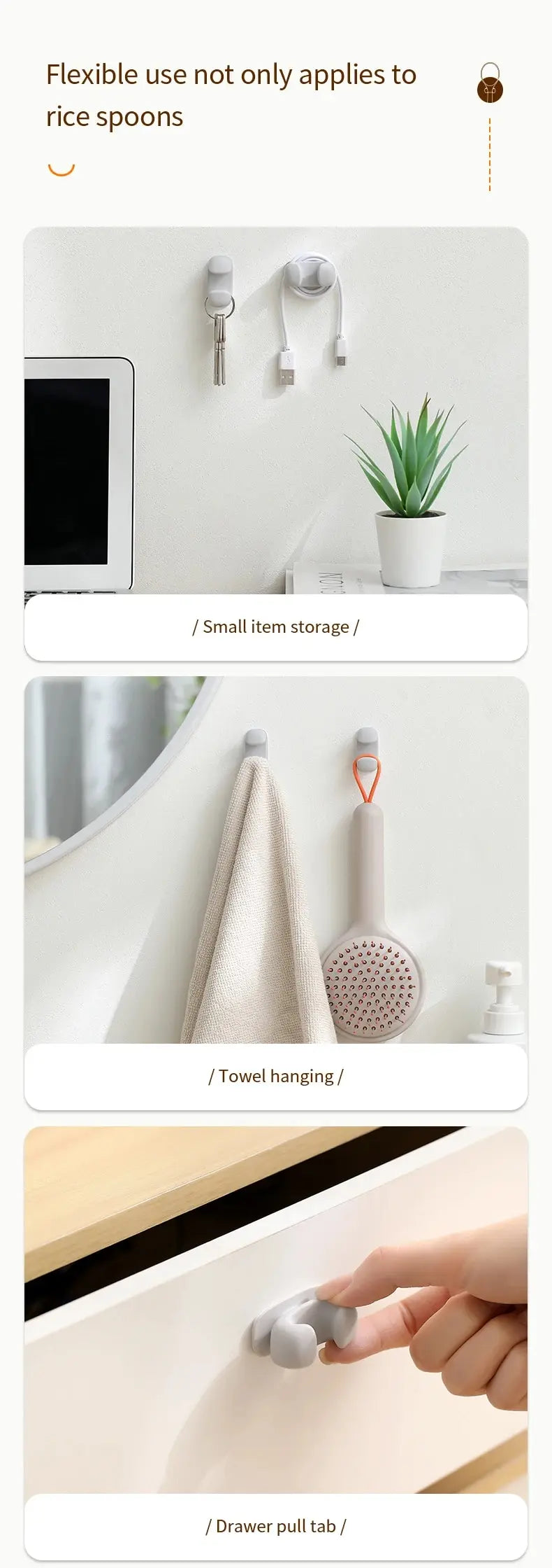 Rice Spoon Holder Silicone Storage Rack for Wall-Mounted Shelf