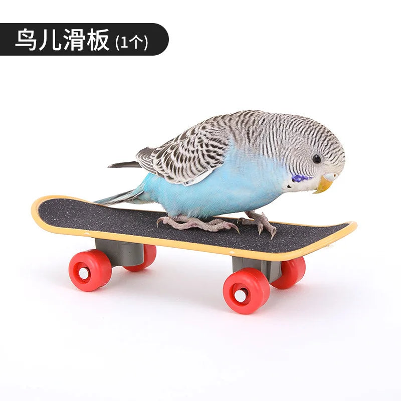Bird Training Toy Supplies Basketball Stand Lovebird Shopping Cart Bird Toy Shoes Canary Skateboard Parrot Toy Accessories