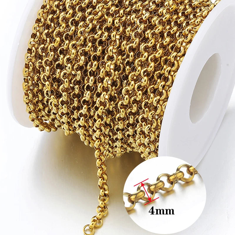 2Meters Stainless Steel Link Cable Gold Chains for DIY Jewelry