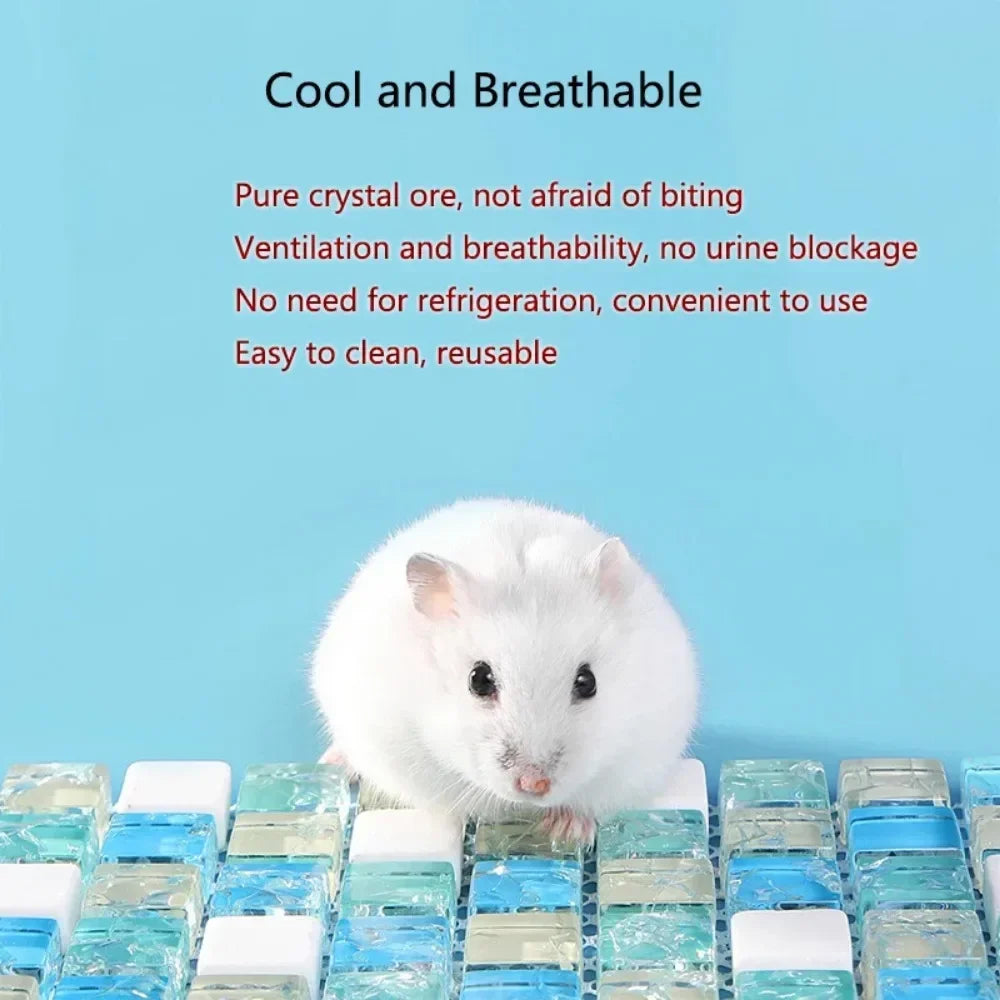 Small Pets Hamster Summer Cooling Pad Natural Crystal Ore Cool Mat Resin Cooler Beds for Chinchilla Guinea Pig Hamster Accessory