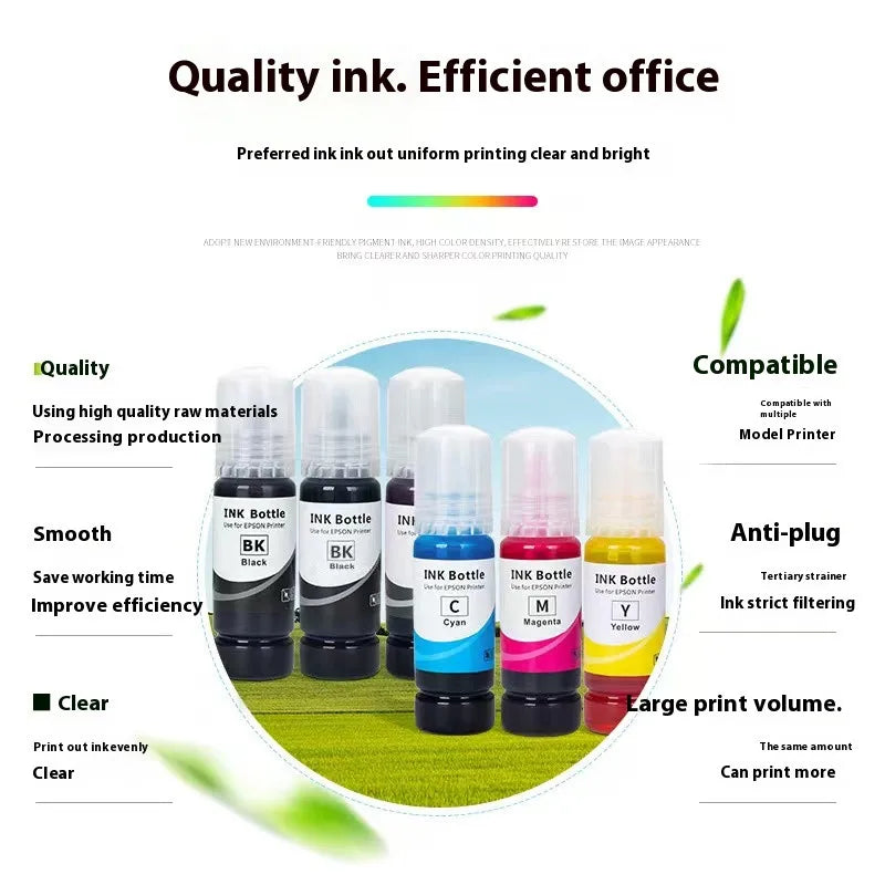 Dye Ink 115 T115 Premium Compatible Bulk Bottle Water Based Refill Ink for Epson EcoTank L8160 and L8180 Printers 70ml Each Color