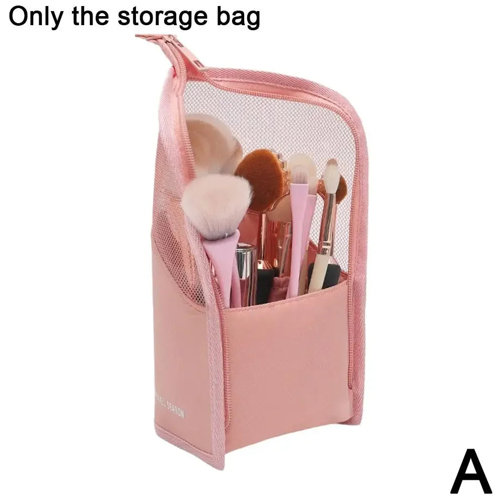 New Stand Cosmetic Bag for Women Clear Zipper Makeup Bag Travel Female Makeup Brush Holder Organizer Toiletry Bag Y7K2