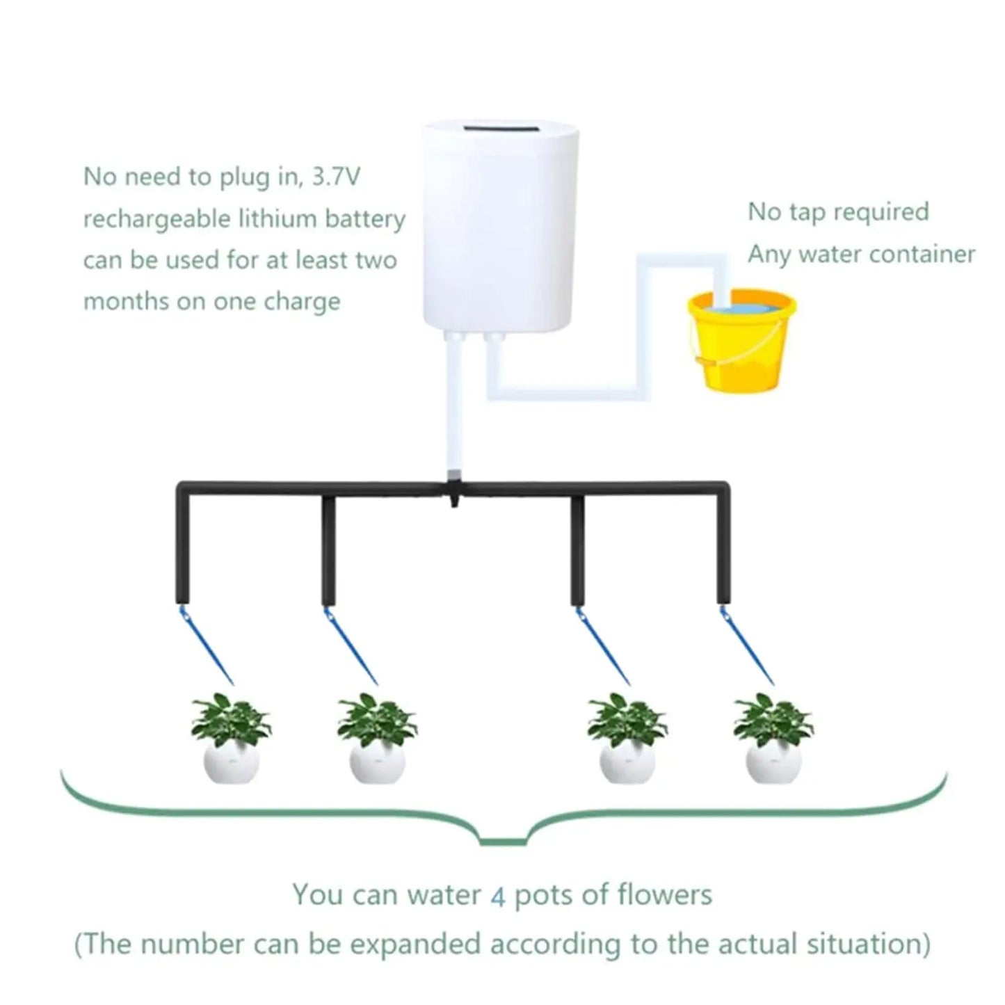 Automatic Plant Watering System with Timer Drip Irrigation Pump for Home Garden 2 to 16 Heads
