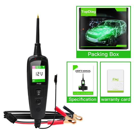 TopDiag Automotive Voltage Diagnosis Circuit Tester P100 2V-24V Automotive Tester Maintenance Tools