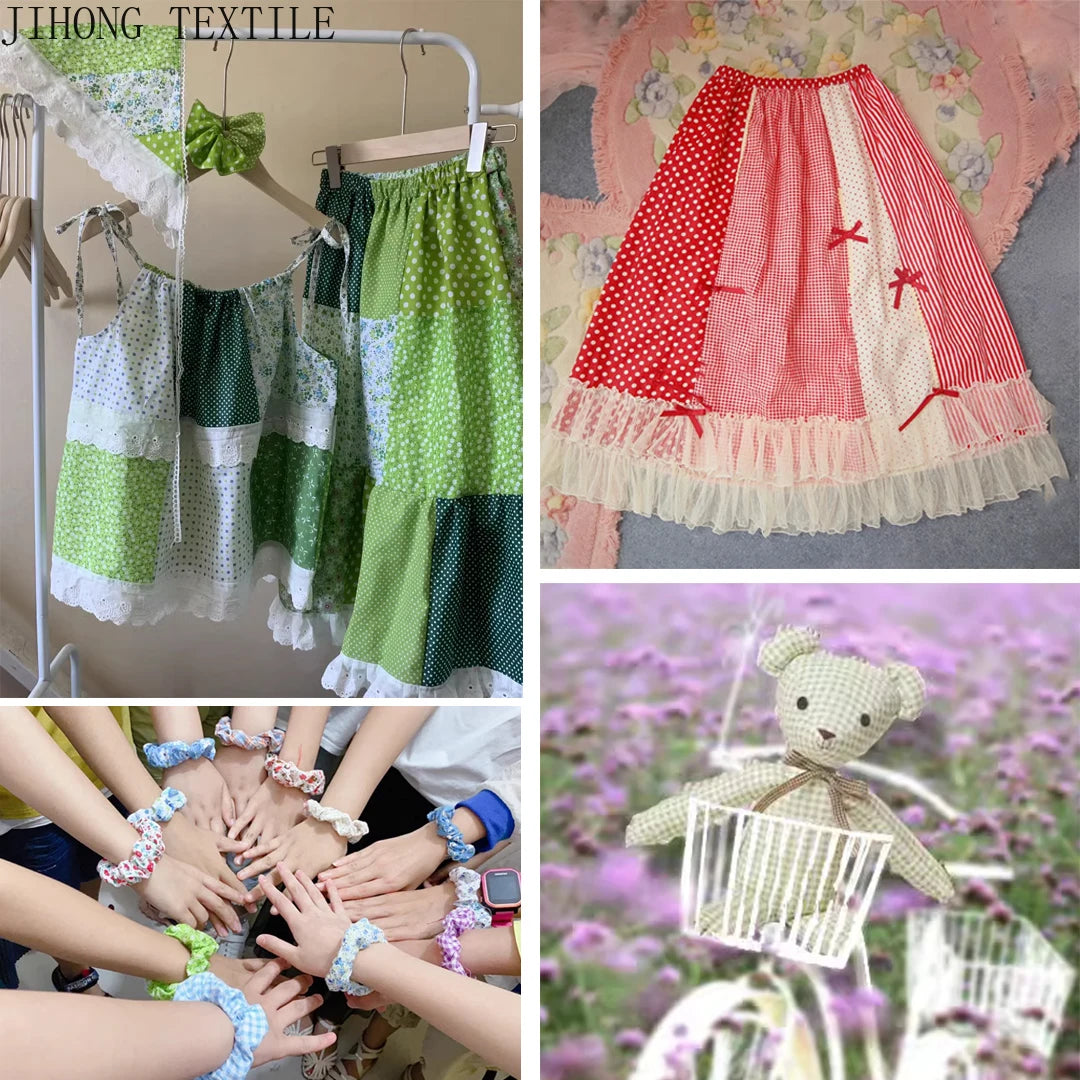 7 Pieces 25x25Cm Cotton Flower Fabric Printed Cloth for DIY