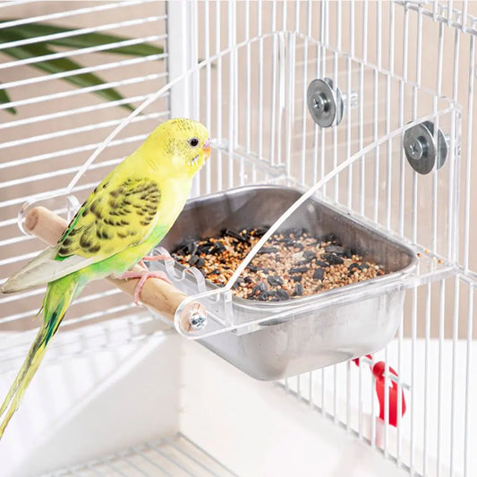 Acrylic Cage Mounted Bird Feeder Large Capacity Anti Splashing Bird Food Dispenser Anti-spread Detachable Parrots Food Container
