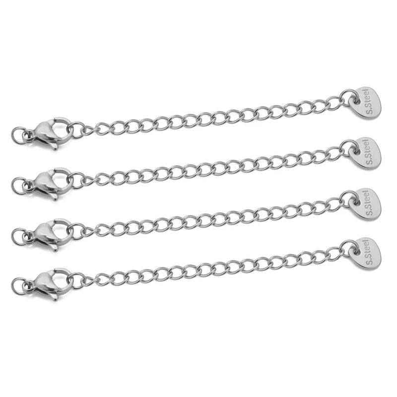 10pcs Stainless Steel Extension Chains with Lobster Clasps for DIY Necklace and Bracelet Making Supplies