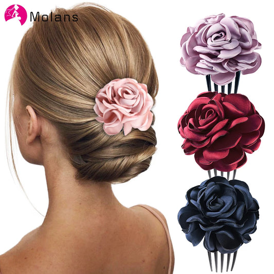 Molans Bridal Flower Hair Combs Wedding Floral Retro Hairpins For Women Barrette Hair Clips Hair Accessories Headwear