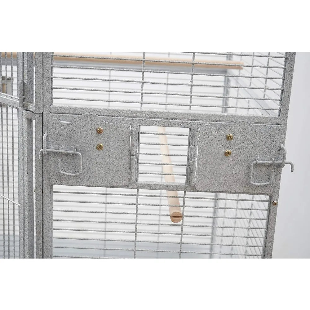 Corner Bird Cage for Cockatiel Parakeet Black and White (White Vein)