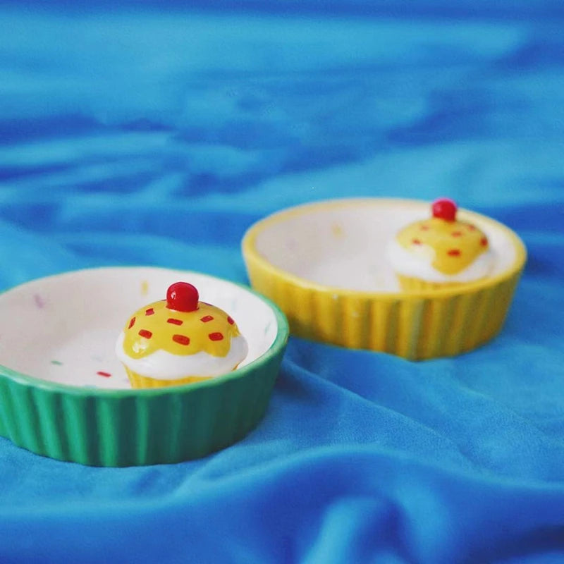 Ceramic Cake Hamster Bowl Small Pet Food Bowl for Home Use Multi-color Small Jewelry Box  Rabbit Feeder Parrot Supplies