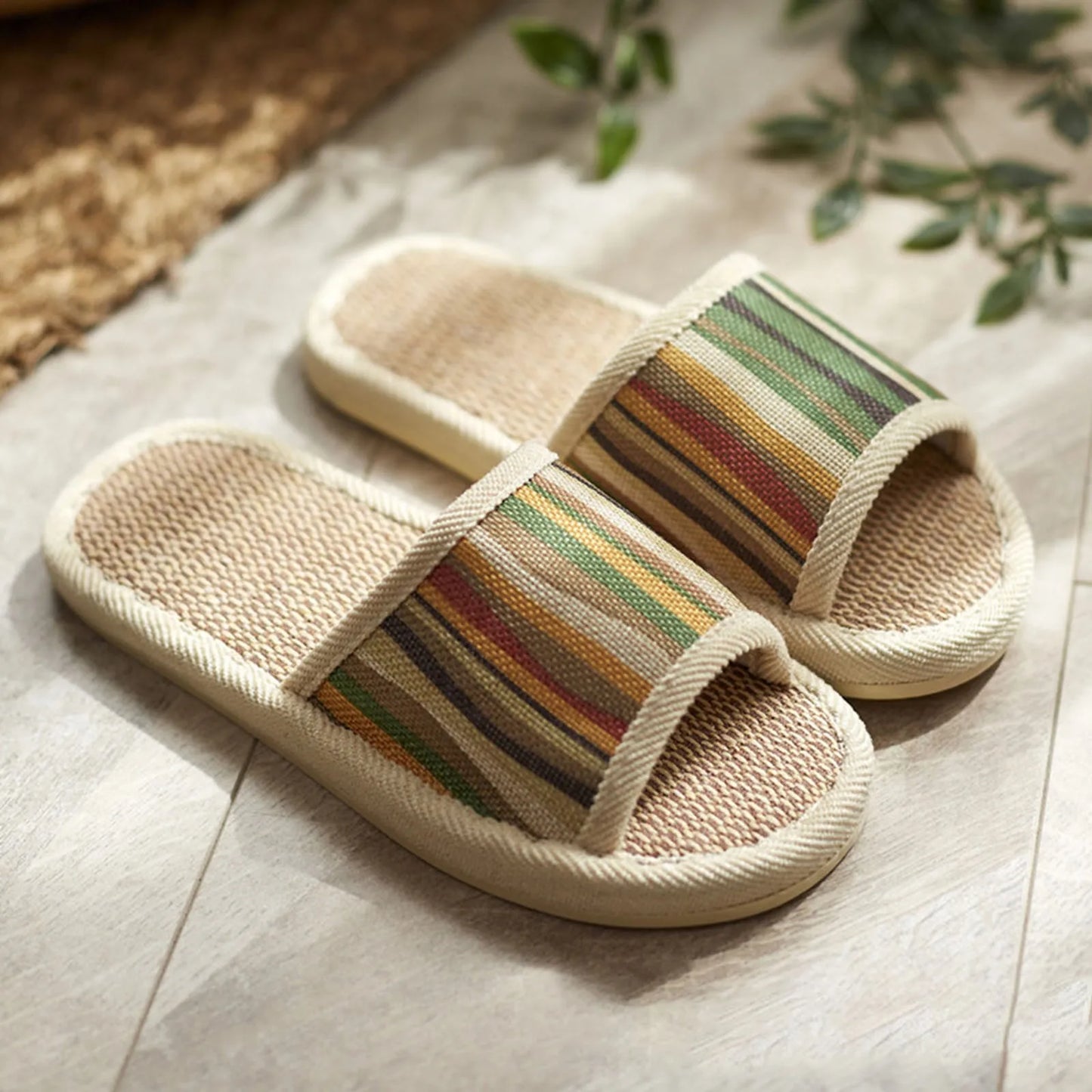 Spring And Autumn Linen Slippers For Household Women Sole Soft Sole Home Casual Indoor Couples Summer Slippers For Women No Heel