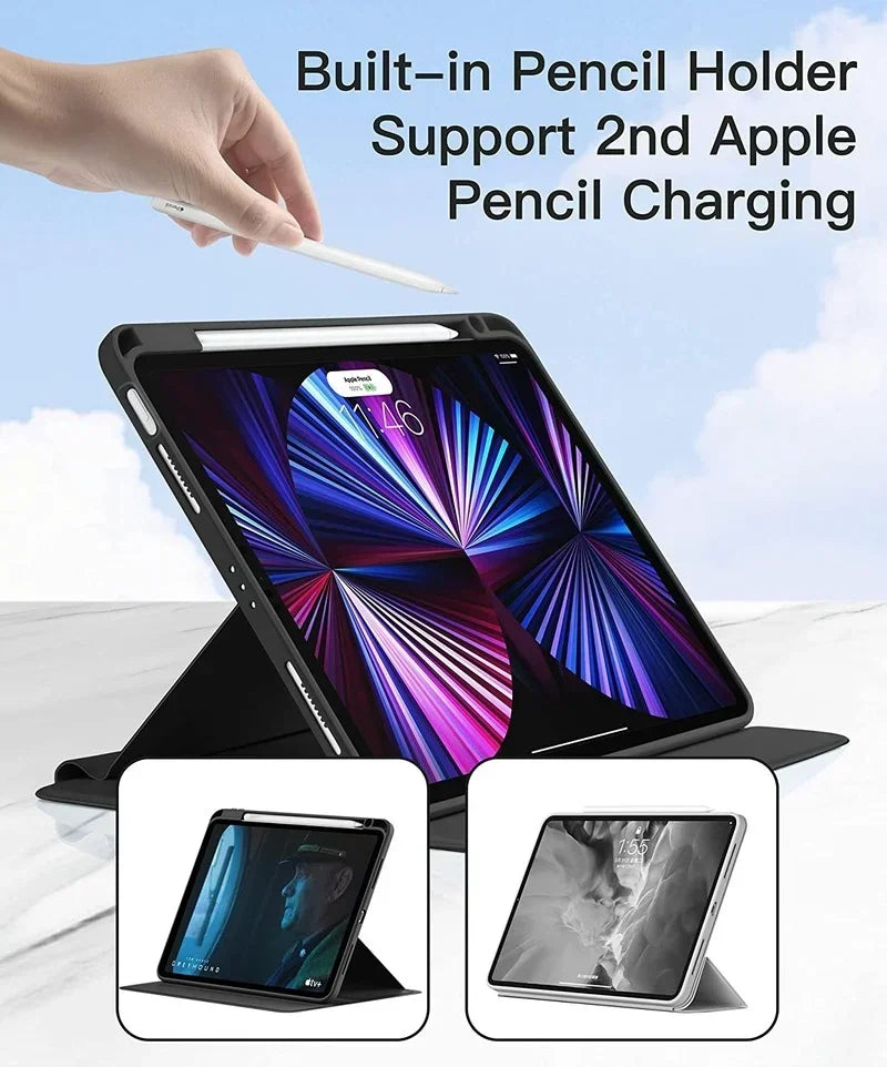 Para iPad 10.2 7.º 8.º 9.º Funda para iPad de décima generación con rotación para iPad Pro de 12,9" y 13" Air de 11" de 2024 2 3 4 5 9,7 5.º y 6.º Funda