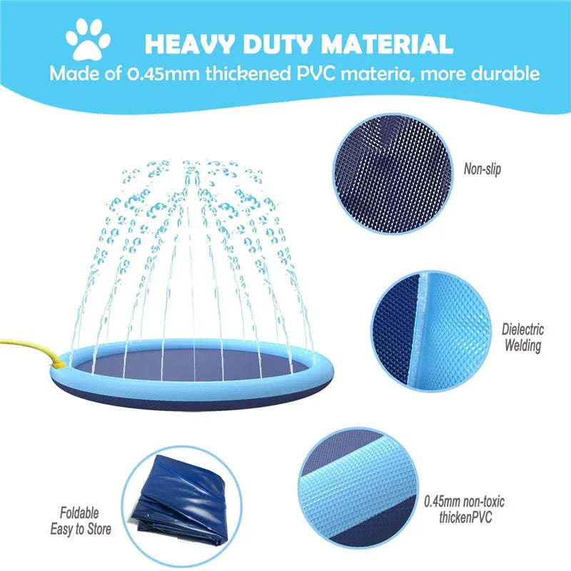 Foldable Inflatable Water Spray Pad Mat Tub Summer Dogs And Child Spray Play Bath Pool Pet Supplies