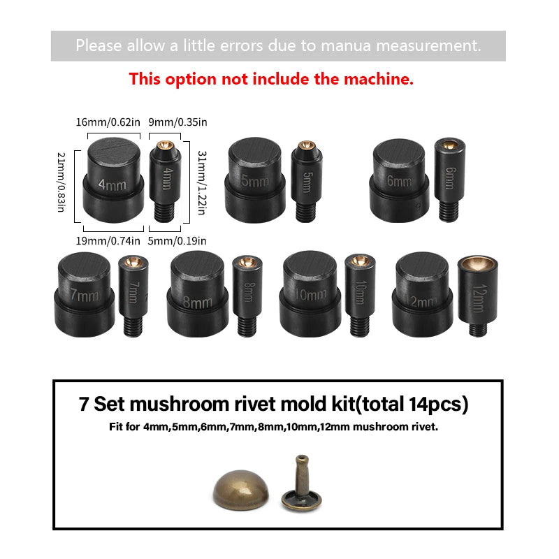 WUTA Manual Button Installation Tool for DIY Crafts Mute Punching Mushroom Rivets and Eyelets Hand Pressing Tool