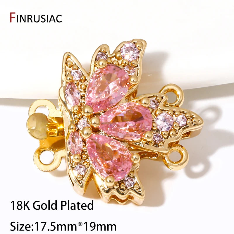 Multi Styles 18K Gold Plated Brass Flower Safety Clasps for DIY Jewelry