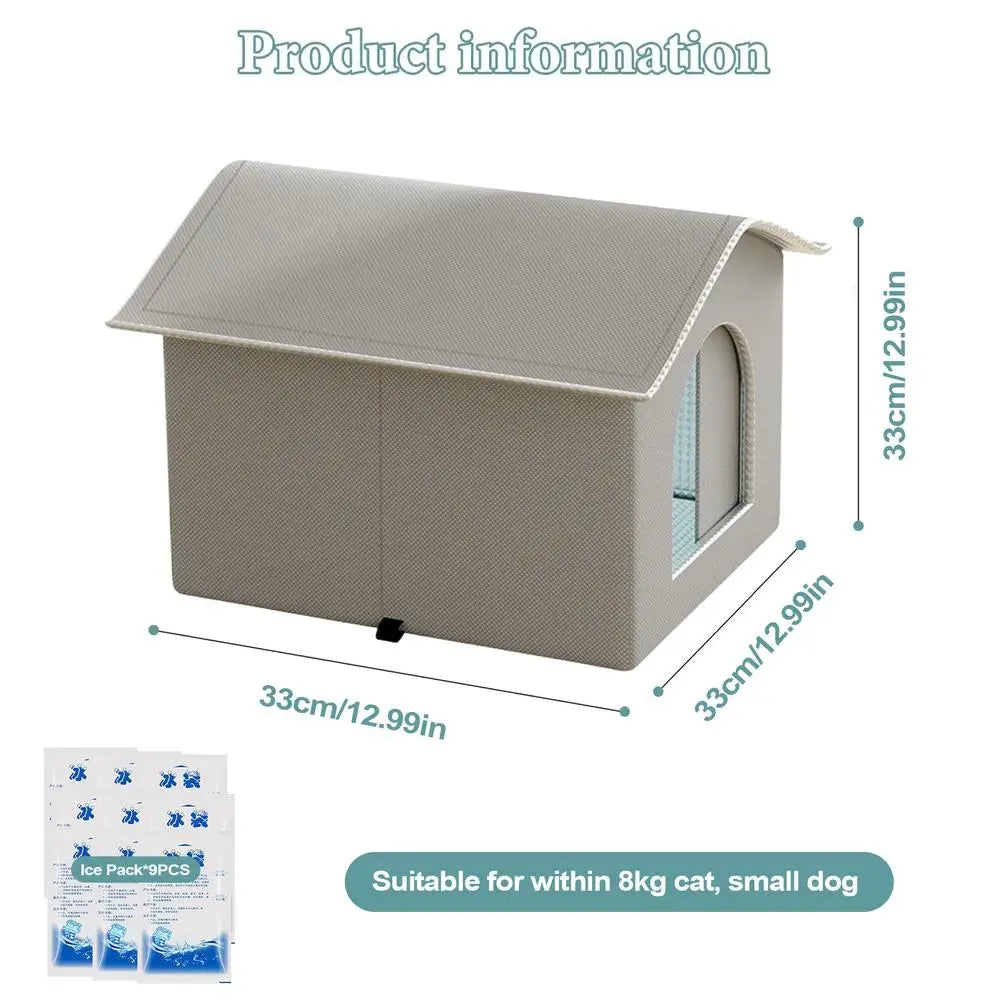 Insulated Outdoor Cat House Portable Cooling Cat Shelter Pet Hideaway for Kittens Rabbits Friends Winter Hot Day Travel Moving