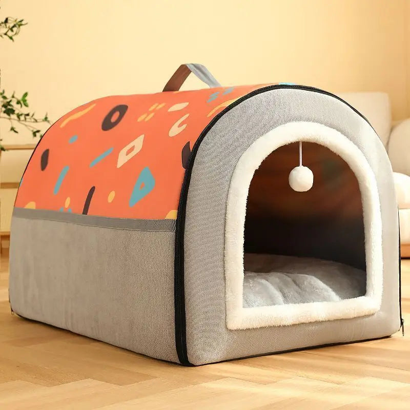 Oversized Dog Kennel Tunnel Warm Dog House Detachable Pet Sleeping Bed Semiclosed Pet Supplies Soft Non-slip Dogs Cats Kennel