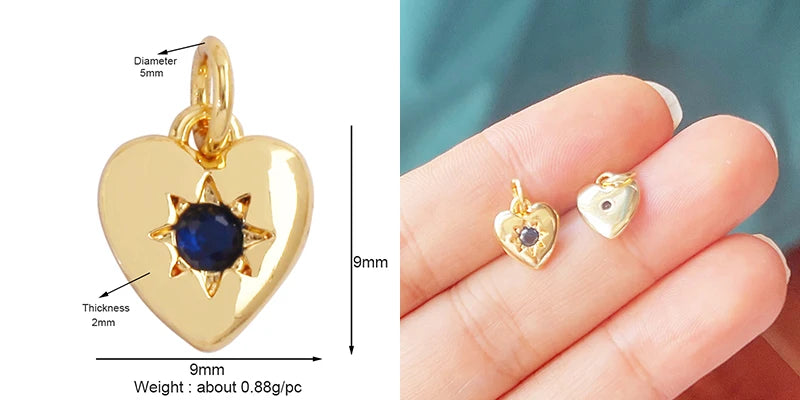 Classics Love Heart Star Zircon Focal Charm Pendant 18K Gold Plated Shell Pearl Jewelry