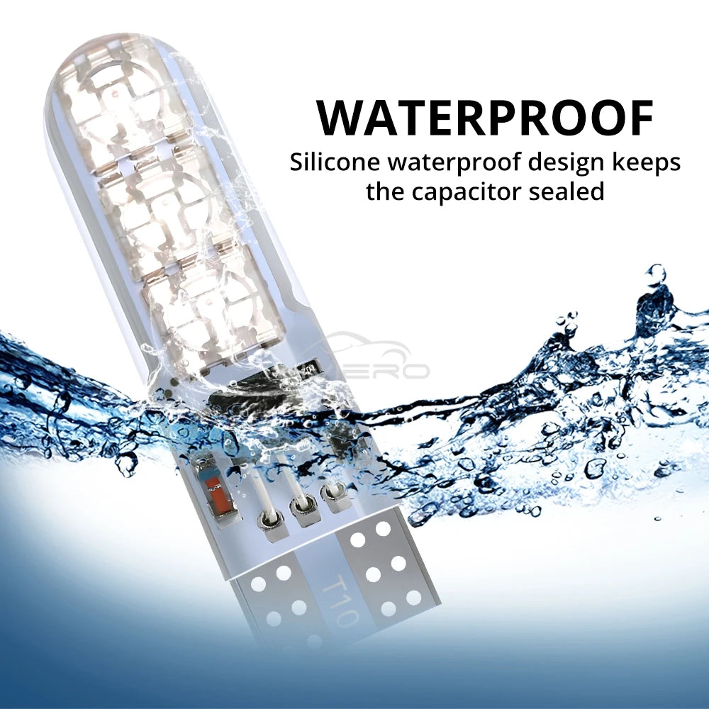 New T10 5050 6SMD DC 12V Waterproof RGB W5W Car Bulb