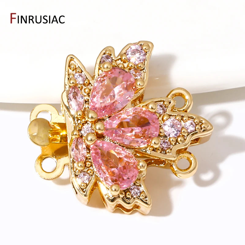 Multi Styles 18K Gold Plated Brass Flower Safety Clasps for DIY Jewelry