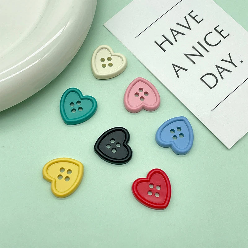 20 Piece Set of 18mm Colorful Heart Shaped Plastic Buttons for Children's Clothing and Sweaters Cute DIY Sewing Accessories