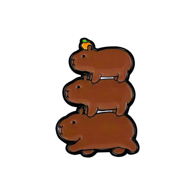Elviragirl 1Pcs Cute Cartoon Capybara Enamel Brooch Pin