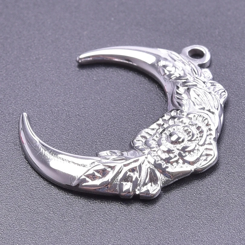 5pcs/Lot No Fade Moon Charms For Jewelry Making Supplies Stainless Steel Pendants Diy Headwear Earring Breloque Acier Inoxydable