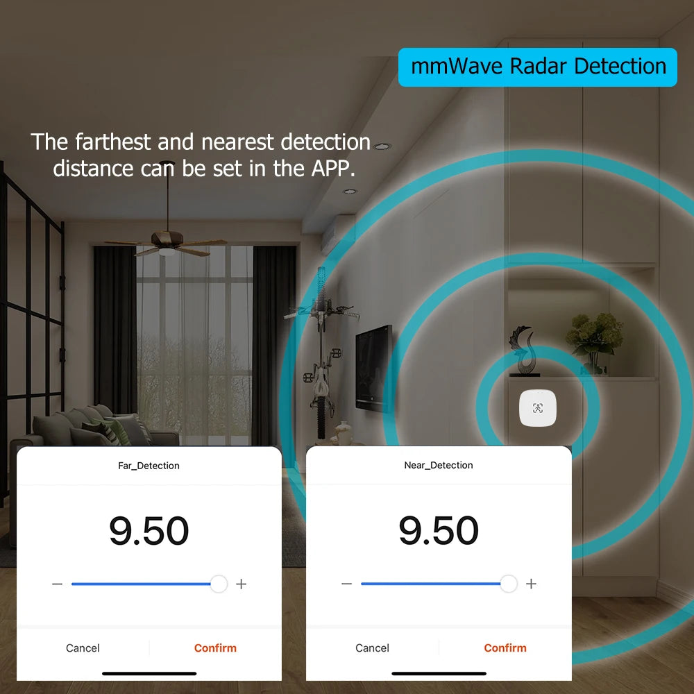 Sensor de movimiento de presencia humana ZigBee Wifi MmWave con detección de luminancia/distancia 5/110/220 V Tuya Smart Life Home Automation