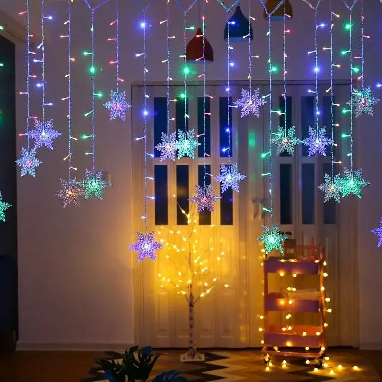 3.2M Christmas Snowflakes LED String Lights Waterproof Fairy Curtain for Holiday Party Wedding Decoration
