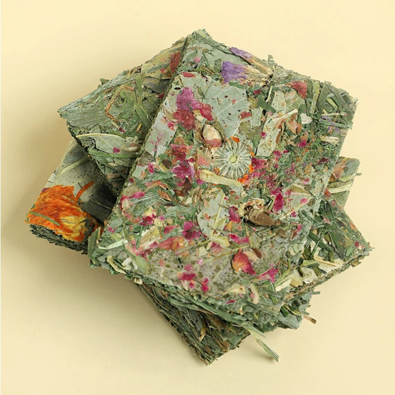 3 pieces Rabbit Chew Chips Mixed Natural Flower Chew Toys For Rabbits Bunny Chinchilla Guinea Pig Hamster Molar Toys