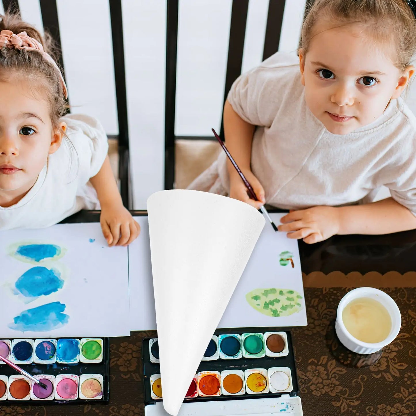 Handmade White Solid Foam Cone for Children DIY Crafts Perfect for Christmas Decorations and Creative Projects