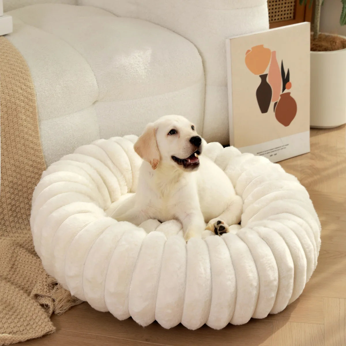 Round Pet Bed for Large Dog,  Winter Warm Cat Sofa Bed Washable Large Dog Bed All Seasons Available